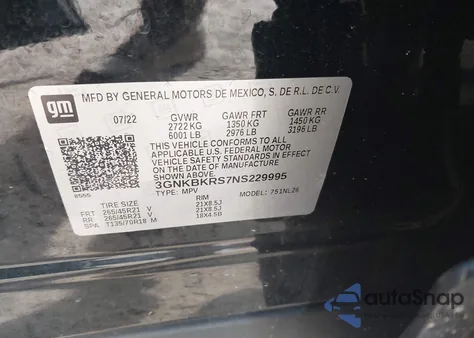 2022 Chevrolet Blazer Rs from USA, damaged, VIN 3GNKBKRS7NS229995